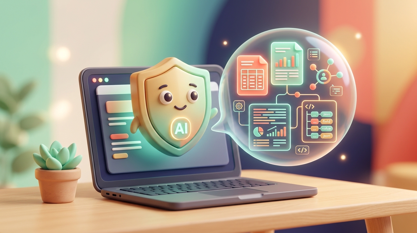 Mistral OCR 4 vs PaddleOCR-VL: 3D editorial illustration of modern laptop with smiling AI mascot, document extraction nodes, and structured JSON cards.